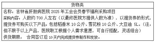吉林省肝胆病医院2025年工会会员春节福利采购项目中标结果公告